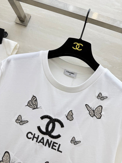 Chanel 2026 Butterfly Embroidered Beaded T-Shirt 367587