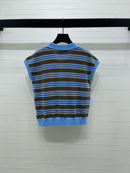 Miumiu 2026 Striped Collared Knit Vest Wool Cashmere 352445