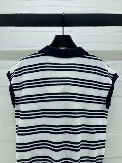 Miumiu 2026 Striped Collared Knit Vest Wool Cashmere 352445