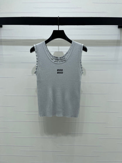 Miumiu 2026 Lace-trimmed Camisole Knit Vest Wool Tencel