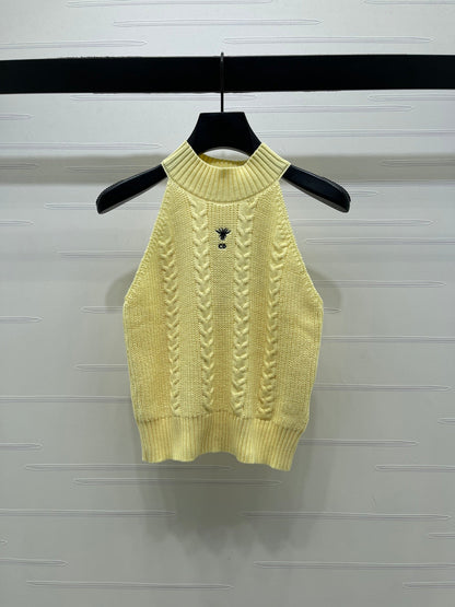 Dior 2026 Cable Knit Halter Neck Vest Wool