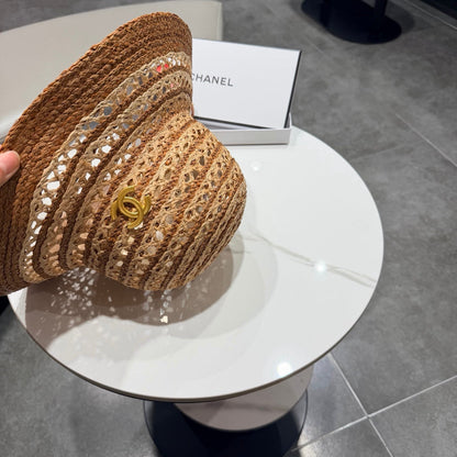 Chanel Hollowed-out Bow Straw Hat