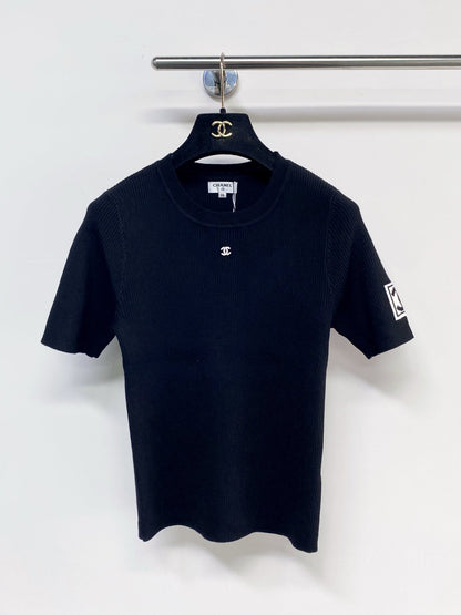 Chanel 2026 Short-Sleeve Shirt Black and White Wool 99210