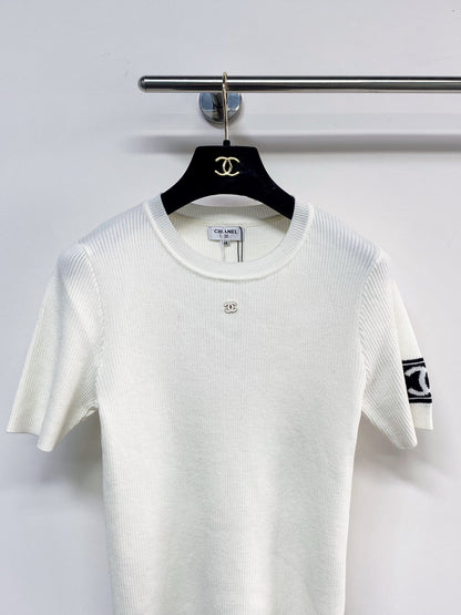 Chanel 2026 Short-Sleeve Shirt Black and White Wool 99210