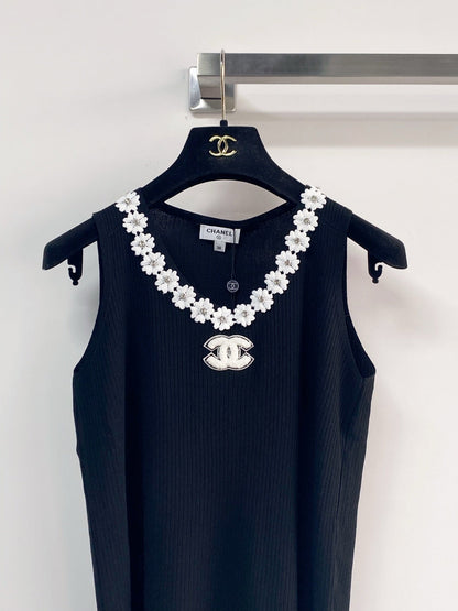 Chanel 2026  Flower Shirt White and Black Polyester Viscose