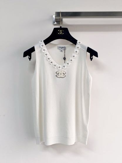 Chanel 2026  Flower Shirt White and Black Polyester Viscose