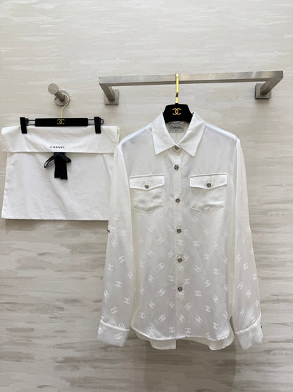 Chanel 2026 Double C Jacquard Acetate Silk Shirt 108151