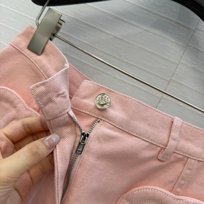 Chanel 2026 Elegant Heart-Shaped Double C Pocket Denim Set Pink Cotton 360887