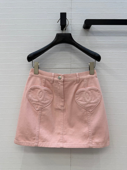 Chanel 2026 Elegant Heart-Shaped Double C Pocket Denim Set Pink Cotton 360887