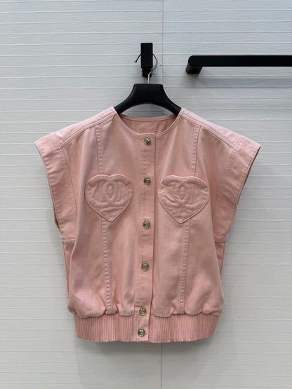 Chanel 2026 Elegant Heart-Shaped Double C Pocket Denim Set Pink Cotton 360887
