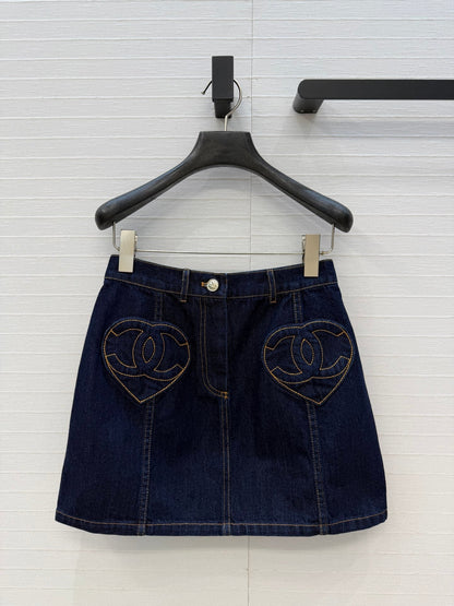 Chanel 2026 Elegant Heart-Shaped Double C Pocket Denim Set Blue Cotton 360881