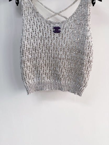 Chanel 2026 Vest Pink and Gray Wool Cashmere 166789