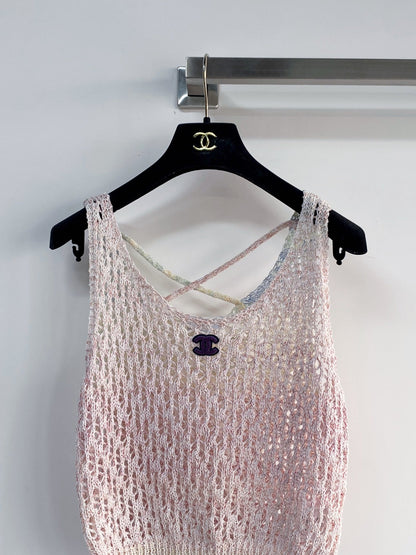 Chanel 2026 Vest Pink and Gray Wool Cashmere 166789