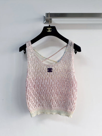 Chanel 2026 Vest Pink and Gray Wool Cashmere 166789