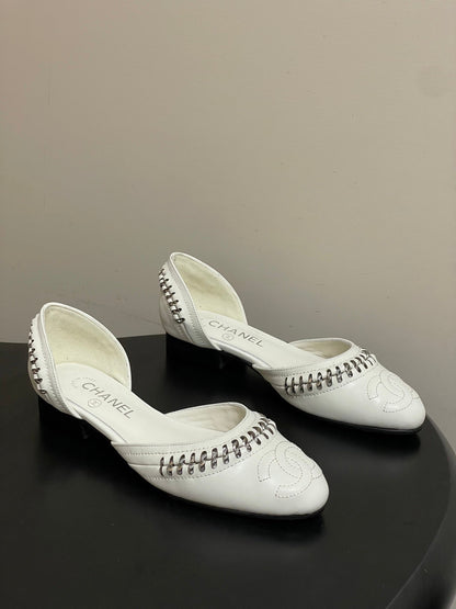 CC 2026 Embroidered Ballet Flat Mary Jane Sheepskin