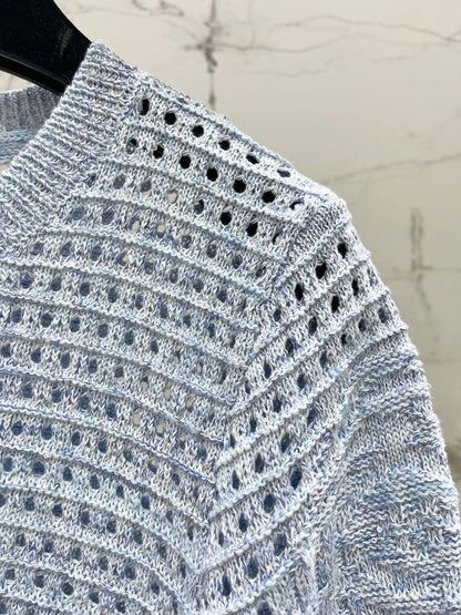 Chanel 2026 Hollow-Out Crew Neck Knit Short Sleeve Wool 178762