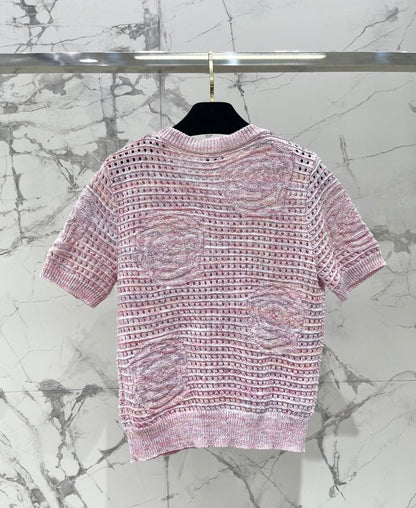 Chanel 2026 Hollow-Out Crew Neck Knit Short Sleeve Wool 178762