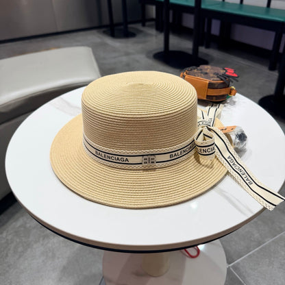 Balenciaga Flat-top Straw Hat 219134