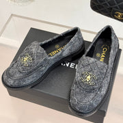 Chanel 2026 Double C High-Heeled Loafers Tweed Sheepskin 826098