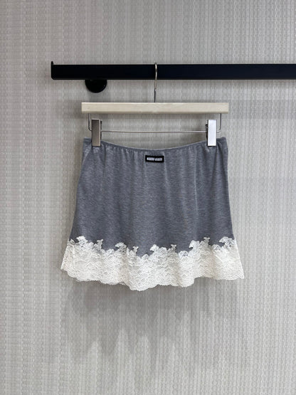 Miumiu 2026 Lace Set Grey White Cotton