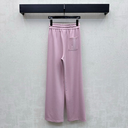 Chanel 2026 Embroidered Logo Straight-Leg Trousers Tencel Cotton 239282