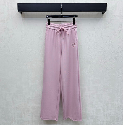 Chanel 2026 Embroidered Logo Straight-Leg Trousers Tencel Cotton 239282