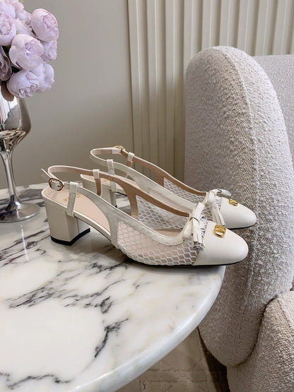 VT 26s Bow-tie Slingback 55 Mesh Calfskin