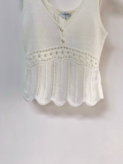 Chanel 2026 Openwork Knit Vest Polyamide Wool 366059