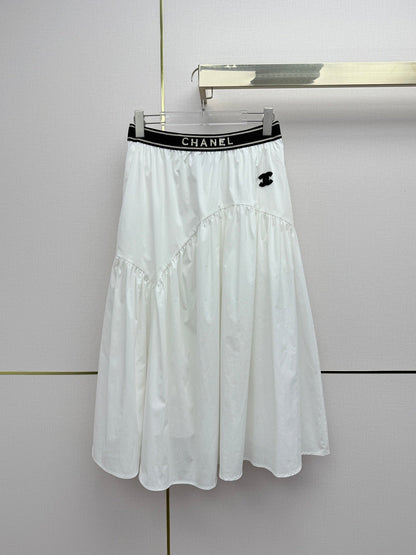 Chanel 2026 Elastic Waistband With Brand Midi Skirt Cotton 367700
