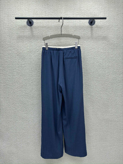 Miumiu 2026 Elastic High-Waisted Straight Wide-Leg Pant Tencel Cotton