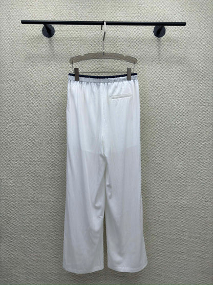 Miumiu 2026 Elastic High-Waisted Straight Wide-Leg Pant Tencel Cotton