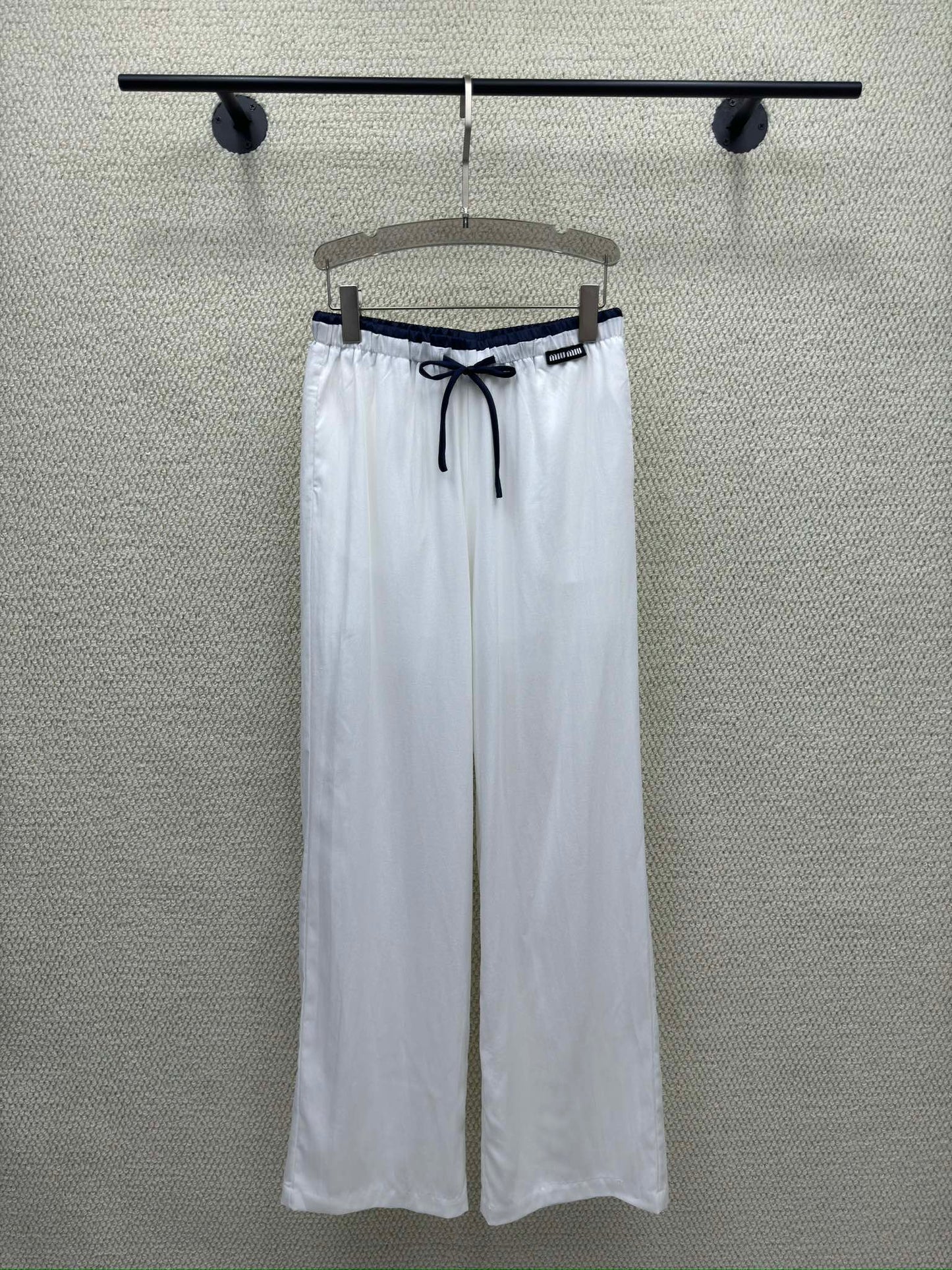 Miumiu 2026 Elastic High-Waisted Straight Wide-Leg Pant Tencel Cotton