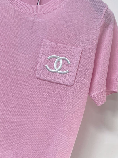 Chanel 2026 Short-sleeved Shirt White Pink Wool 268485