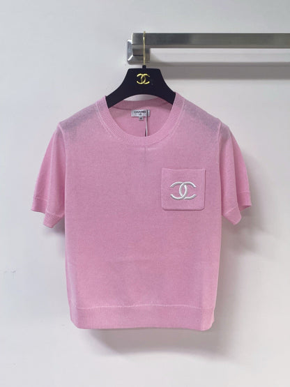 Chanel 2026 Short-sleeved Shirt White Pink Wool 268485