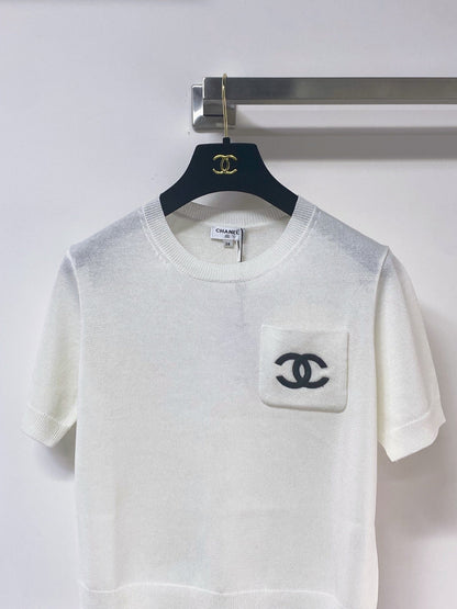 Chanel 2026 Short-sleeved Shirt White Pink Wool 268485