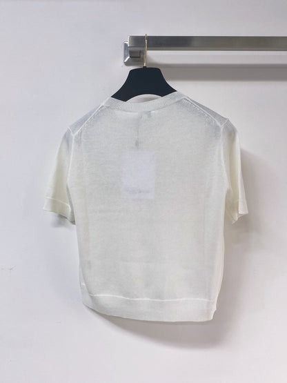 Chanel 2026 Short-sleeved Shirt White Pink Wool 268485