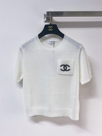 Chanel 2026 Short-sleeved Shirt White Pink Wool 268485