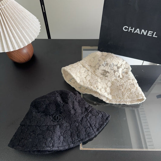 Chanel Flower Lace Bucket Hat Cotton 236967
