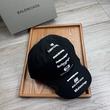 Balenciaga Embroidered Distressed Cotton-twill Baseball Cap 240575
