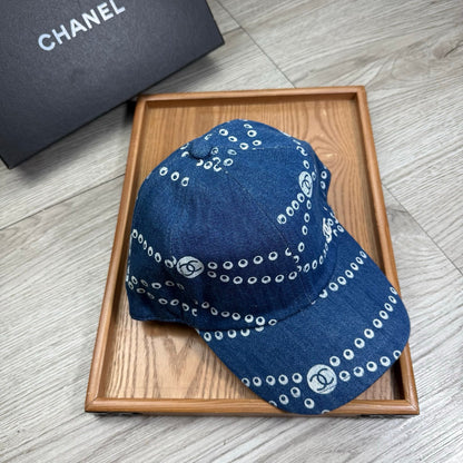 Chanel Chain Pattern Baseball Denim Cap 240591