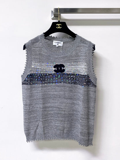 Chanel 2026 Vest Shirt Grey White Tencel Wool 295272