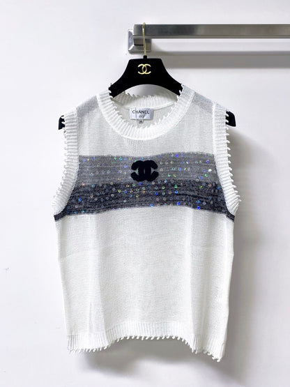 Chanel 2026 Vest Shirt Grey White Tencel Wool 295272