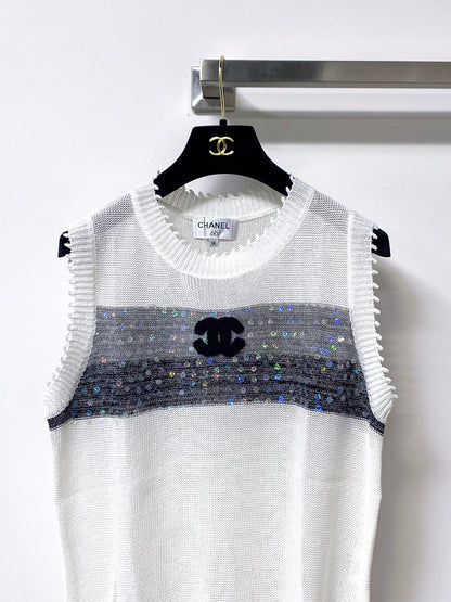 Chanel 2026 Vest Shirt Grey White Tencel Wool 295272