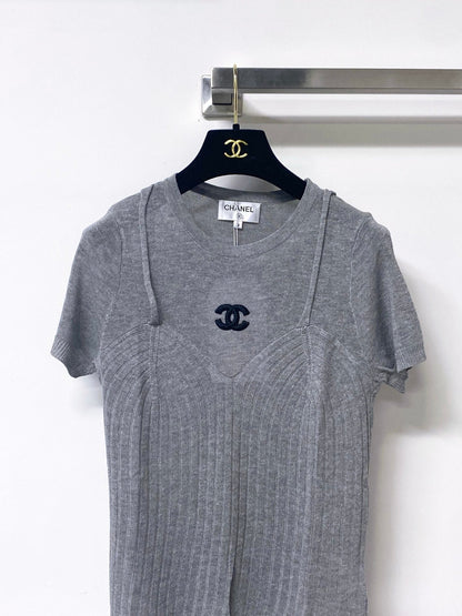 Chanel 2026 Shirt Grey White Tencel Wool 295254