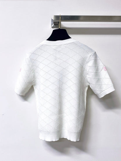 Chanel 2026 Short-Sleeve Shirt White Logo Wool 310325