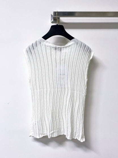 Chanel 2026 Sleeveless Knit Top CC Logo Tencel 310305