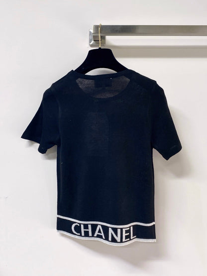 Chanel 2026 Rhinestone Knit Short-Sleeve Top Wool 330929