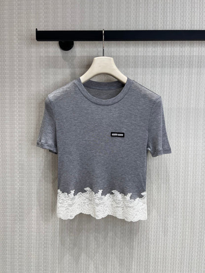 Miumiu 2026 Lace Set Grey White Cotton