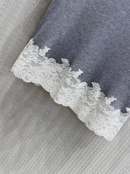 Miumiu 2026 Lace Set Grey White Cotton