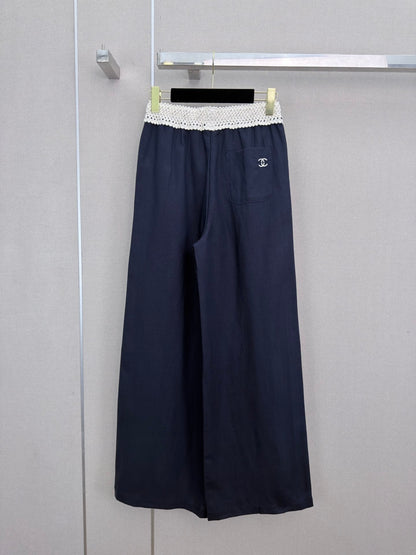 Chanel 2026 Wide-leg Trousers With Unique Waist Tencel Linen 377055